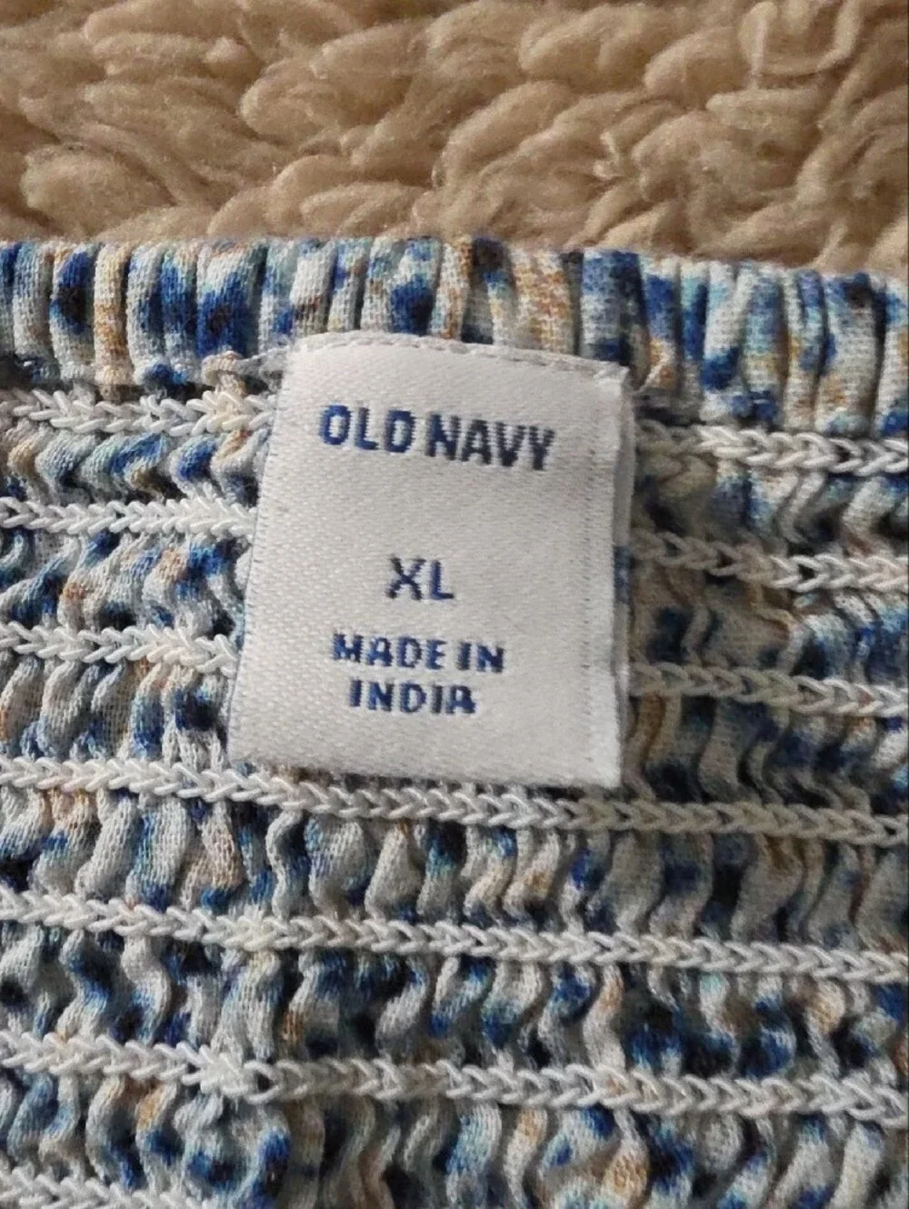 Old Navy White and Blue Smocked Square-Neck Floral Top - Picture 2 of 2